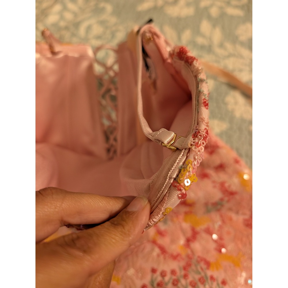 Oh Polly Eliselle Pink Embellished Strapless Corset Mini Dress US 0 NEW Prom - Picture 9 of 11